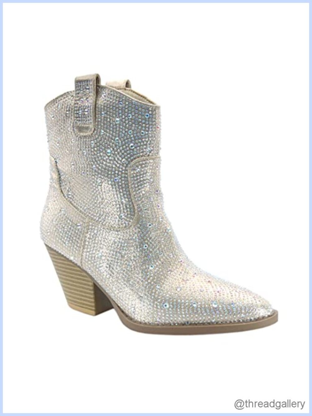 Western Cowgirl Pointed Toe Rhinestone Ankle Booties
